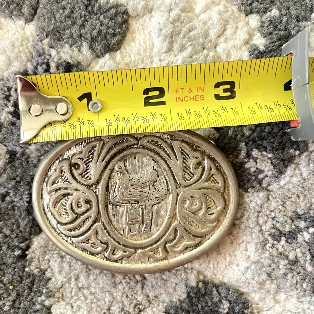 Vintage Avon Western‎ Cowboy Saddle Filigree Belt Buckle Silver Tone